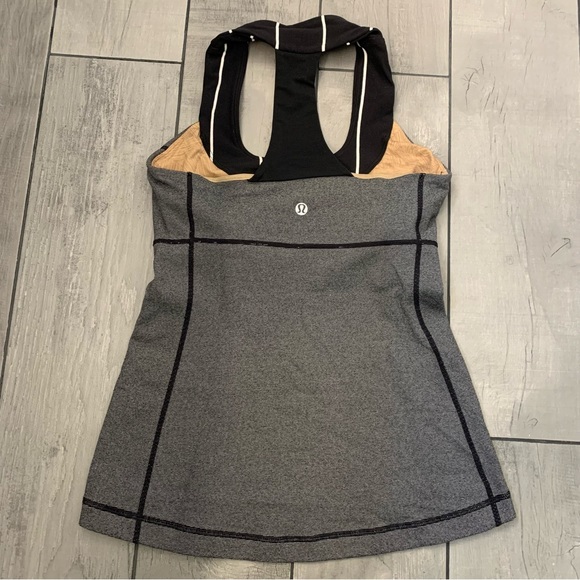 Lululemon scoopneck scoop neck tank size 4 black white grey racerback small xs - Picture 6 of 11